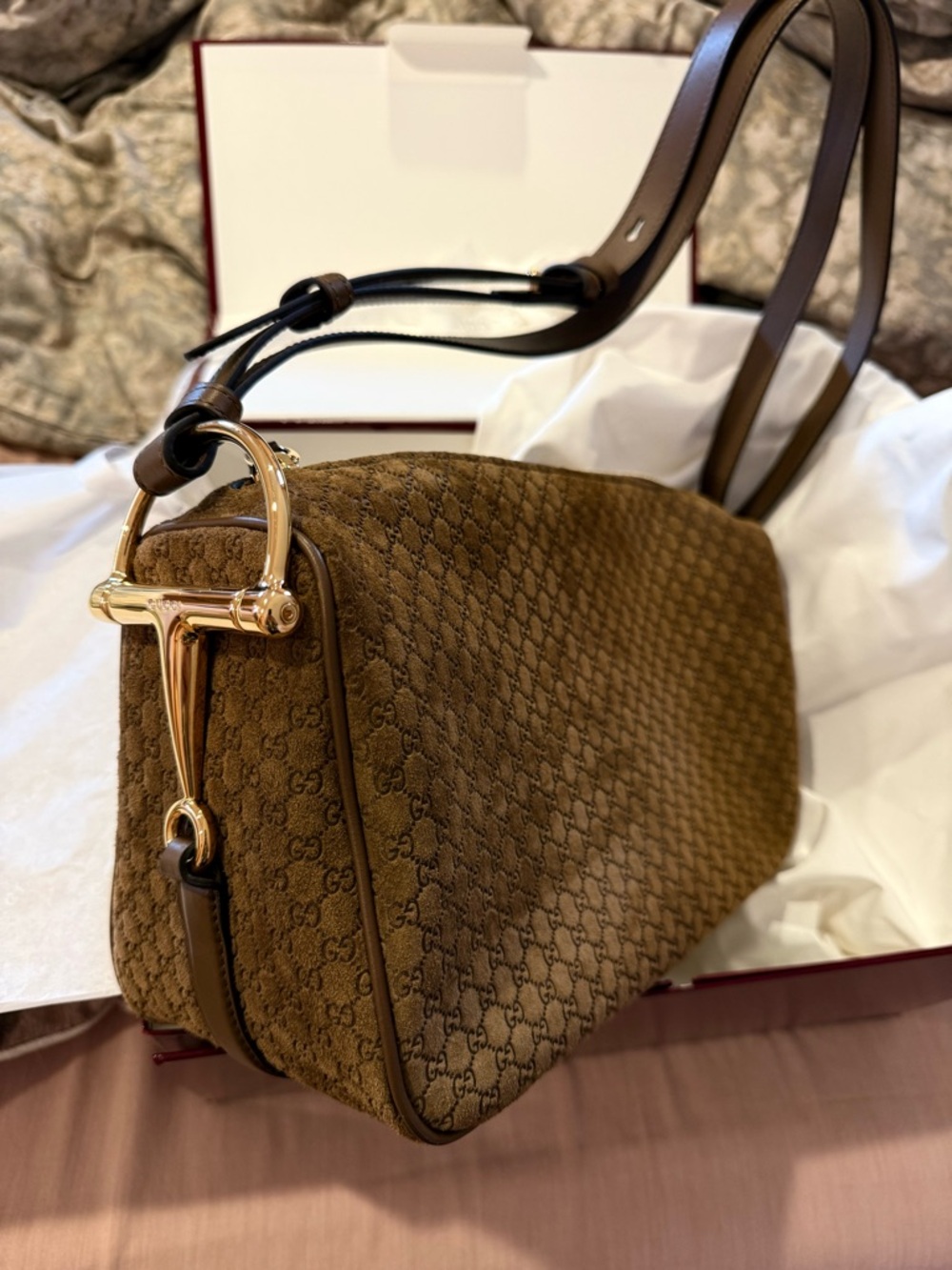 Gucci Brown Suede half horsebit